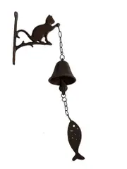 Mr Gecko Cast Iron Cat Wind Chime With Bell Handcrafted Good Sound