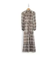 NWT Anthropologie Elisabeth Shirtdress Maxi Dress Plaid Button Front Size 0