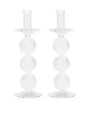 KIM SEYBERT IRIS CANDLESTICKS - CLEAR - set of 2 new in packaging