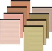 Fuutreo 8.5'' x 11'' Colored Legal Pad Writing Pads Wide Ruled 50 Sheets Per Notepad Perforated Writing Pad Note Pads Office Supplies for School College Office Business, Assorted Colors (8 Pcs)