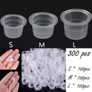 300Pcs Disposable Small Ink Pigment Caps Plastic Cups Holders Tattoo Supplies
