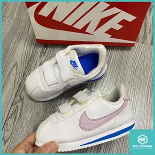 NIKE CORTEZ BASIC TD 皮革 粉紫勾 小童鞋 魔鬼氈 黏貼方便 阿甘 慢跑 休閒鞋 零碼 DOT 聚點