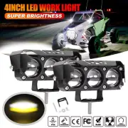 Pair 4" inch LED Work Light Bar Spot Flood Combo Pods For UTV ATV Polaris Can-am