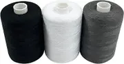 Haobase Sewing Thread Assortment Coil 3 Colors 1000 Yards Per Spool 40S/2 Polyester Thread Sewing Kit for Hand and Machine Sewing(Black+White+Grey)