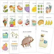 40 Funny Postcards Punny Puns - Bulk Thinking of You Postcard Pack for Friends, Family, Kids, Students, Teacher, and More - Say Hello, Thank You or I Miss You with Hilarious Animals and Food Cartoon Note Cards