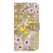 3D Painting Pattern Coloured Drawing Horizontal Flip Pu Leather Case With Holder and Card Slots and Wallet For Iphone 8 Plus / 7 Plus(The Golden Butterfly)