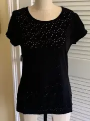 Sundance Catalog black eyelet tee - XS