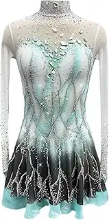 [Zagitova] Figure Skating Dress Mesh Skirt Girls Round Neck Long Sleeve Gradient Breathable Competition Dancewear