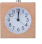 Lancoon Wooden Alarm Clock Silent Clock with Wood Body Night Light Snooze Battery Operated for Heavy Sleepers Tabletop Bedroom Bedside Yellow