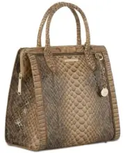 New Brahmin Mansouri Macchiato Caroline Brown Tan Crosbody Genuine Leather Purse