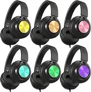 AILIHEN Headphones Wired 6 Pack for School Bulk, Over-Ear Headsets with Microphone for Kids Students, Teens, Classroom, Library, Chromebook, Laptop, Adjustable, Foldable, 3.5mm Jack (6 Colorful)