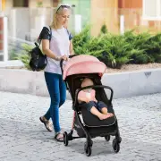 CostwayPortable Infant Stroller with Adjustable Backrest 6-36 Months Recommended Age-Pink