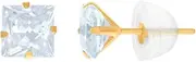 [JewelryWeb] 14k Yellow Gold Unisex Princess Cut CZ Simulated Diamond Stud 5mm Push Back Earrings-Stud Earring for Women