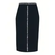 [N21] Sequins Trim Skirt