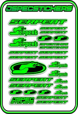 RC STICKERS MODEL CAR SERPENT RACING BRUSHLESS F1 1/10 DRIFT 1/8 BUGGY GREEN B