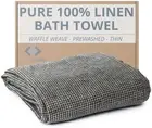 Pure 100% Linen Bath Towel - 30 x 60-inch Soft Lightweight Travel Towel - Qui...