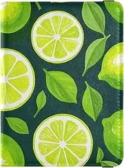 [Amooorous] Oil Painting with Green Lemon Leather decorative waterproof passport holder for travel Vaccine Case Protector Cover Passport Holder Combo with Vaccine Card Slot Waterproof, Oil painting with green