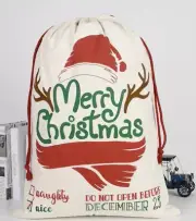 LARGE Canvas CHRISTMAS GIFT BAG "MERRY CHRISTMAS" Draw String 26"x19" NWT