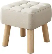 [TOMVAES] Small Square Footstool Shoe Changing Stool Stable Step Stool Seating Chair Foot Rest Stool Footrest for Entryway Office Home, Beige