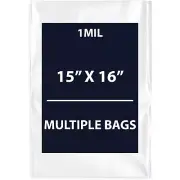 1Mil 15" X 18" | LDPE Clear Flat Poly Bags, Flexible & Durable | Multiple Bags