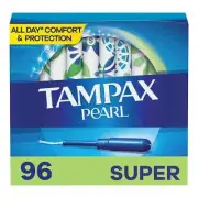 Tampax Pearl Super Tampons, Unscented 96 ct.