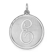 Sterling Silver Rhodium-Plated Brocaded Letter E Initial Charm