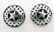 Pair Jeremiah Watt Concho 1 1/2" Rasp Star Loop Back Bridle Western Horse Tack