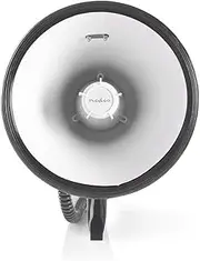 Megaphone - Maximum Range: 1500 m - Max. Volume Control: 120 dB - Removable Microphone - Built-in Siren - Recording Function - USB Playback - Shoulder Strap - Black/White