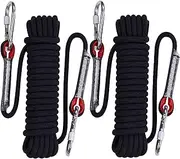 YAYODS 2PCS Multi-use Climbing Ropes, 10M x 10MM Safety Rappelling Abseiling Climbing Rope with Carabiners, Outdoor Climbing Rope for Magnetic Fishing, Hiking, Hammock, Caving and Rescue