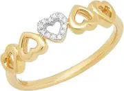 [Dazzlingrock Collection] 0.03 Carat (ctw) 10K Round White Diamond Heart Shape Promise Engagement Ring, Yellow Gold