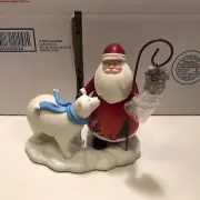 RUSS BERRIE SANTA & POLAR BEAR FIGURINE Moments of Wonder # 22539