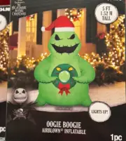 Christmas Airblown Inflatable Oogie Boogie with Monster Wreath Disney 5' NEW
