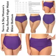 Terra And Sky 3X Plus Size Purple Ruched Swim Bottoms NWT