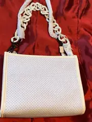 Steve Madden Purse Bag NWT white with detachable white black chains top zipper