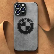 有貨# 高品質軟矽膠 PU 皮革豪華跑車 BMW 圖案手機殼適用於 IPhone 13 12 11 14 15 Pro