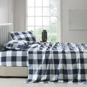 Gingham Navy Printed Sheet Set
