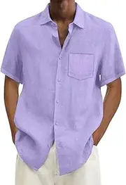 [Generic] Short Sleeve T Shirts Shirt Short Sleeve Double Pocket Turn Down Collar Button Shirt Mens Long Sleeve Raglan Tops