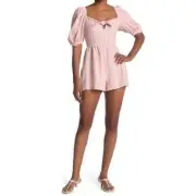 NWT Topshop Check Tie Front Peasant Top Romper