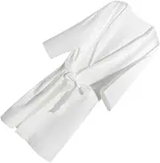[Minkissy] Elegant Bathrobe Towelling Robe Women's Spa Wrap Hotel Travel Beauty Salon White
