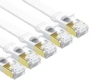 Yauhody CAT 8 Ethernet Cable, 3m 5 Pack High Speed 40Gbps 2000MHz SFTP Flat Internet Network Cable with Gold Plated RJ45 Connector, CAT8 Internet LAN Cord for Gaming, Routers, Modems (3/5 Pack/White)