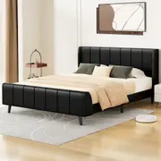 ALFORDSON Bed Frame Queen Double King Single Size Wingback Black Leather