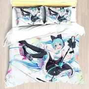 c381 Hatsune Miku Anime Duvet Cover Set Comforte Printed Cartoon Twin Size Bedding Sets Christmas Gifts 3-piece ee381