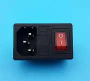 2Pcs IEC320 C14 AC 250V/10A Power Socket With Red Light 3Pin Switch 1.5Type