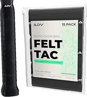 ADV Tennis Dry Overgrip - 12 Pack - Remarkably Absorbent - Must Feel Velvety Comfort - Exclusive FeltTac Material (Black)