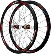 [ZECHAO] 700C Road Bicycle Wheel 24 Holes Wheels Bicycle Road Bike Wheelset Hub Rim QR Disc Brake Freewheel Bike Wheelset Wheelset (Color : Red, Size : 700C)