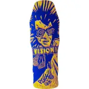 Vision Skateboard Deck OG Psycho Stick Woodcut Yellow/Blue 10" x 30" Old School