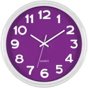Large 12.5 Inch Purple Wall Clock with Non-Ticking Sweep Movement, Quartz Ana...