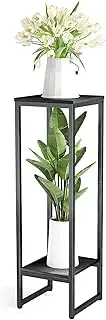 Jo.Devivre 37.4"Tall Plant Stands indoor, Suit for Large or small items, Metal Single Plant holder for Indoor Plants,2 Tier Modern Corner Flower Pots Shelves, Square Plant Tables Pedestal Stand for