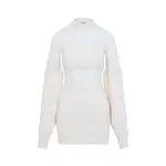[Jean Paul Gaultier] Jean Paul Gaultier-Ecru White Wool Short Dress With Mesh Details-Donna XS STAND