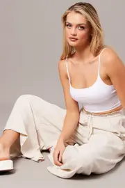 Beige Wide Leg Pants High Rise - Size 8, Women's Work Pant